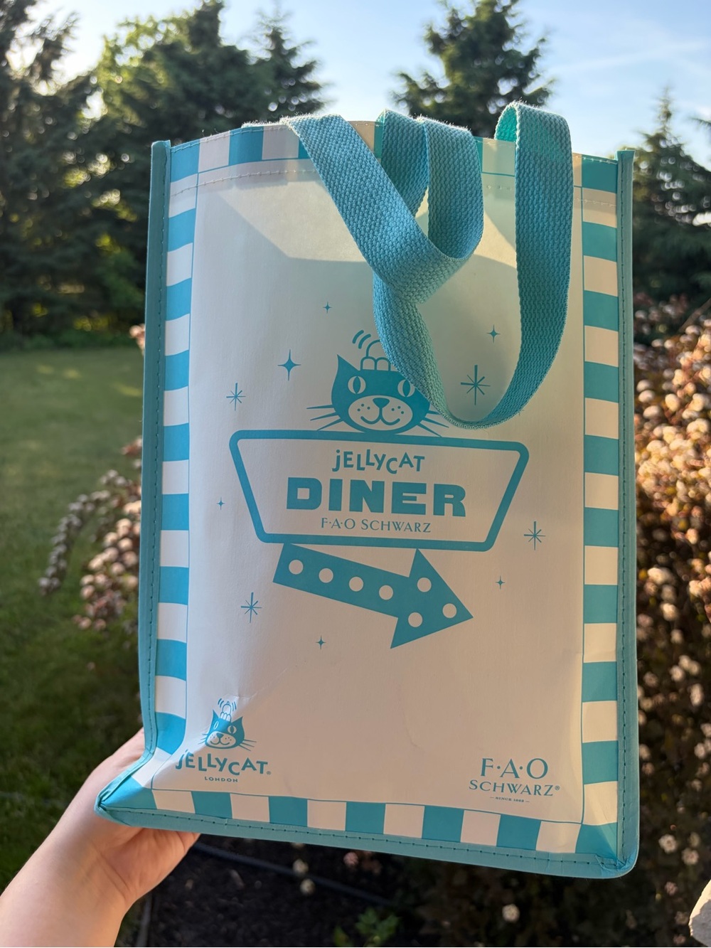Jellycat diner NYC tote bag and packaging stickers bundle FAO Schwarz